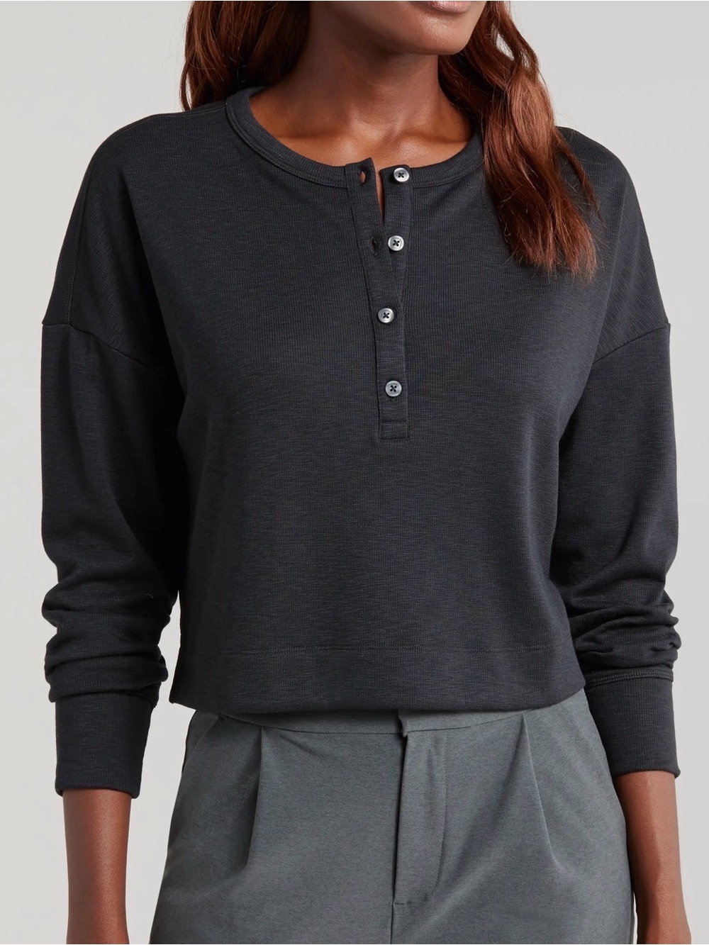 Vuori Sunrise Oversized Henley Black Size Medium